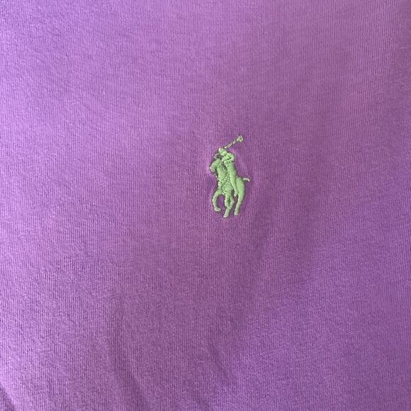 EUC distressed design RL Polo lavender tee with green pony size M custom fit - Picture 3 of 4